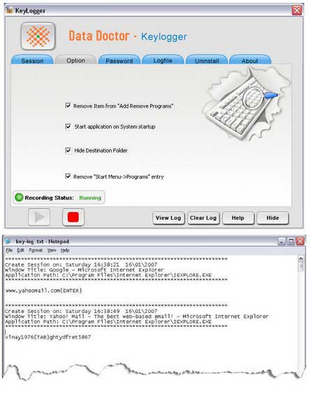 Screenshot of Keyboard Activity Logger