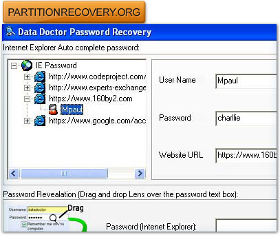 Le rétablissement de mot de passe d'Internet Explorer et démasquent l'outil