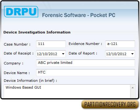 Pocket PC forensic software