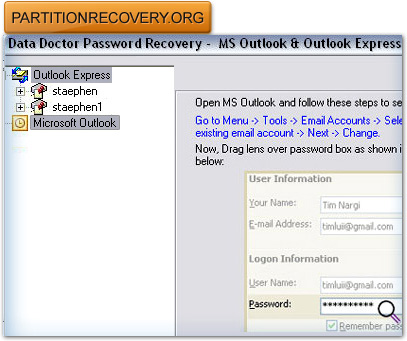 Outlook express password recovery