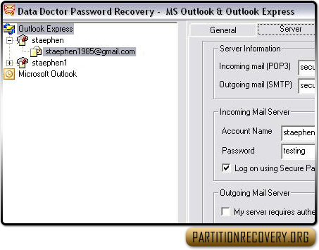 Outlook express password recovery software