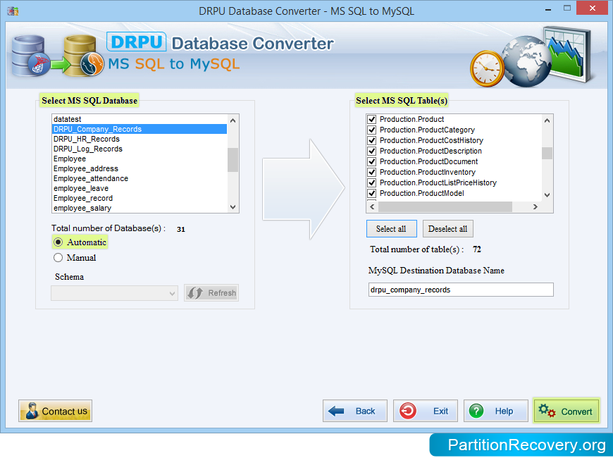 MS SQL to MySQL db conversion tools