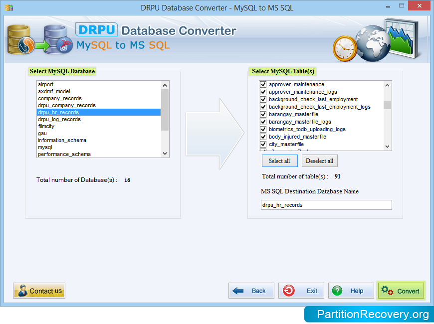 MySQL to MS SQL Database Converter