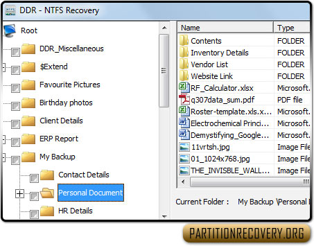 NTFS data restoration program